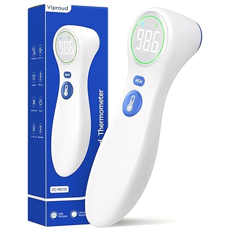 No-Touch Thermometer for Adults and Kids, 1-Second Fast Reading, Color-Coded Fever Alarm, Silent Mode, Object & Room Temperature Function, Baby Essential | Home Medical | Nurse Accessories for Work — 24% OFF | Only $13.67