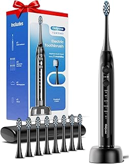 Onlyone Ultrasonic Electric Toothbrush for Adults, Rechargeable Electric Toothbrush with 8 Brush Heads, Travel Case, Charging Base & Wireless Charging – 5 Modes with Smart Timer — 62% OFF | Only $10.56