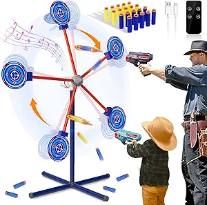 Rocket Shooting Games Toys with Rotating Target 2 Toy Guns 20 Foam Darts Kids Outdoor Toys for Boys Age 5 6 7 8 9 10+ Year Old Carnival Games Compatible with Nerf Guns — 20% OFF | Only $31.99