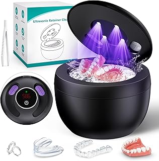 Upgraded Ultrasonic Retainer Cleaner Machine, 45kHz Ultrasonic Dentures Cleaner for Night Guards, Braces, Aligner, Toothbrush, Jewelry and More, 200ML Capacity, Black1 — 76% OFF | Only $11.74