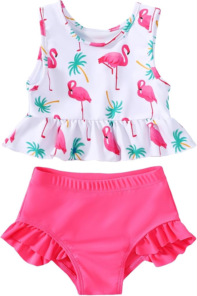 Baby Swimsuit Girl Two Piece Bathing Suit Toddler Girls Summer Beach Ruffle Tankini Swimwear 1-7Y — 50% OFF | Only $7.50