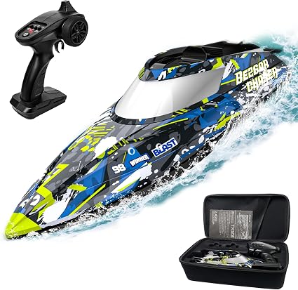 BEZGAR TX123 Remote Control Boats – Fast Speed RC Boat 32+ KPH with A Portable Suitcase for Lakes & Pools & Salt Water, Summer Toys for Adults and Ideal Gifts for Kids Boys Age 6 7 8-12 Years Old — 20% OFF | Only $71.99