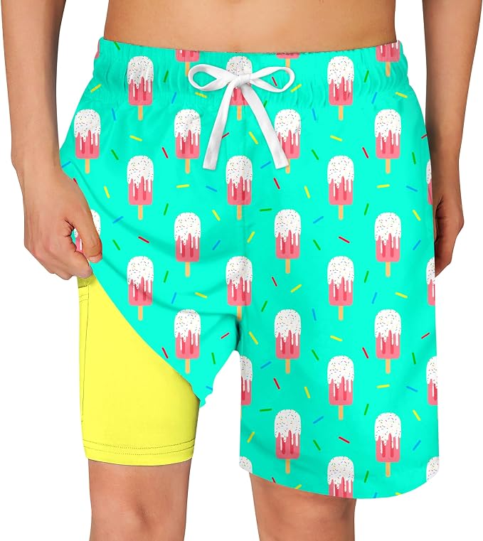 Boys Swim Trunks Compression Liner Swim Shorts Quick Dry Bathing Suit with Boxer Brief Swimwear 2-20T — 80% OFF | Only $5.40
