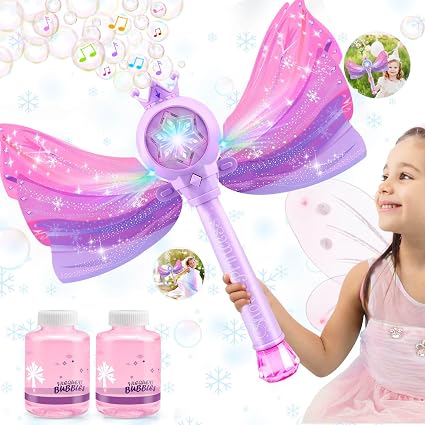 Bubble Wands for Kids Girls – LED Light & Music Bubble Machine: 3 AA Batteries & 2 Bubble Solutions, Outdoor Party Birthday Toys for Toddlers, Gift for 3 4 5 6 7 8 Year Old Girls, Purple — 36% OFF | Only $15.99
