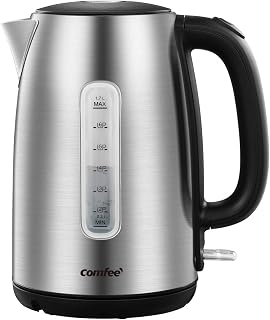 COMFEE’ Stainless Steel Electric Kettle, 1.7 Liter Tea Kettle Electric & Hot Water Kettle, 1500W Fast Boil with LED Light, Auto Shut-Off and Boil-Dry Protection — 20% OFF | Only $21.62