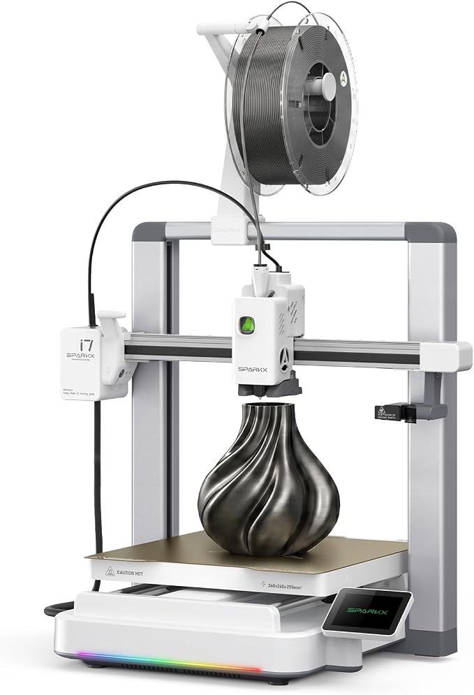 Creality SPARKX i7 3D Printer Multi Color 3D Printing 500mm/s High Speed 95% Pre-Assemble AI Photo 3D Printing RGB Light Smart AI Camera Auto-Leveling Essential Parts Low Noise 10.24×10.24×10 inch — 23% OFF | Only $199.43