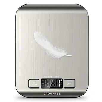 CROWNFUL Food Scale, 11 lb Digital Kitchen Scales with Built-in Coin Battery, Weight Ounces and Grams for Cooking and Baking, 6 Units with Tare Function, LCD Display, 304 Stainless Steel — 59% OFF | Only $6.97