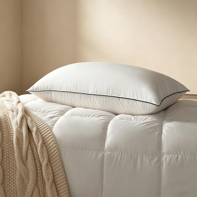 Feather Down King Bed Pillows, Luxury Hotel Collection with Premium Cotton Shell, Gusseted Pillows for Side and Back Sleepers, Soft and Supportive — 51% OFF | Only $13.87