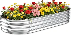 Galvanized Raised Garden Bed Outdoor, 6x3x1ft Metal Heavy Duty Planter Boxes for Gardening, Easy Assemble Large Oval Plant Container Kit for Vegetables, Flowers, Fruits, Silver, 1 Pack — 46% OFF | Only $26.99