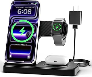 GETPALS Wireless Charger iPhone Charging Station for Apple Multiple Devices | 3 in 1 Charger Stand for iPhone 17 Pro Max 17e 16 16e 15 14 13 12 & Watch Series 11-2 SE Ultra & Airpods 4 3 Pro, Black — 33% OFF | Only $15.30
