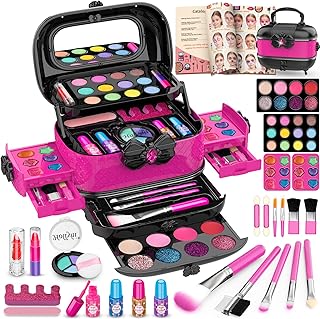 Hollyhi 58 Pcs Kids Makeup Kit for Girl, Princess Toys Real Washable Cosmetic Set with Mirror, Kids Makeup Sets for Girls, Play Make Up Birthday Gifts for 3 4 5 6 7 8 9 10 11 12 Years Old Kid (Rose) — 30% OFF | Only $20.89