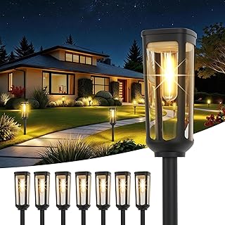 JEJOT Solar Pathway Lights Outdoor Waterproof IP65, 8 Pack Warm White Solar Walkway Lights, Auto On/Off Outdoor Light for Lawn Garden Patio Driveway Decor Landscape Lighting — 33% OFF | Only $39.99