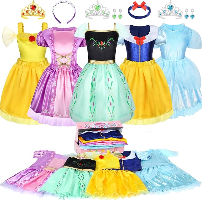 LIMIROLER Princess Dress Up Clothes for Little Girl Role Play Costume Gift Set Princess Dress Up Toys for Toddler Girls — 15% OFF | Only $28.80