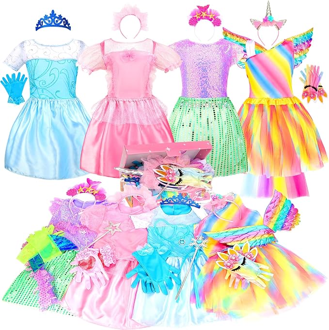 LIMIROLER Princess Dress Up Clothes for Little Girl Role Play Costume Gift Set Princess Dress Up Toys for Toddler Girls — 35% OFF | Only $29.89