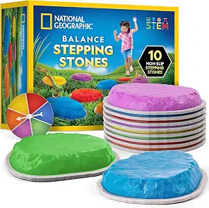 NATIONAL GEOGRAPHIC Stepping Stones for Kids – Durable Non-Slip Stones Encourage Toddler Balance & Gross Motor Skills, Indoor & Outdoor Toys, Obstacle Course, Gifts for Toddlers (Amazon Exclusive) — 45% OFF | Only $21.80