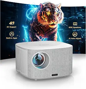 Outdoor-Projector-4K with WiFi and Bluetooth:[3500 Bright/60W Dolby Audio/Official Licensed Apps],Smart-Projector with AI Auto Focus, ONOAYO ONO5Pro 2.0 Movie Projector for Indoor/Outdoor 2026(White) — 50% OFF | Only $318.00