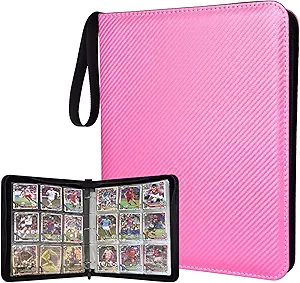 Portable 9-Pocket Trading Card Binder, Holds 1080 Cards with 60 Removable Sleeves Baseball Card Binder, Compact Card Album Organizer for Game & Sports Cards, Pink Color — 38% OFF | Only $17.97