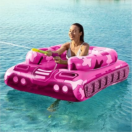 Tank Pool Floats Kids Adults – Jasonwell Inflatable Pool Floaties Swimming Pool Tank with Water Cannon Gun Swim Floaty Rafts Lake Beach Party Pool Toys for Boys Girls Toddlers Kids Adults (Rose, L) — 40% OFF | Only $35.99