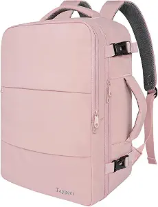 Taygeer Travel Backpack for Women, TSA Carry On Backpack Flight Approved | 15.6inch Laptop Mochila with Water Bottle Pocket & Shoe Pouch, Nurse Bag Casual Daypack for Weekender Business Hiking, Pink — 40% OFF | Only $17.93