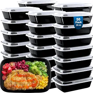 50 Pack (100-Piece) Meal Prep Containers 24 oz, Leakproof Plastic Food Storage Containers with Lids, Disposable To Go Food Containers, BPA-Free, Stackable, Microwave, Dishwasher & Freezer Safe — 29% OFF | Only $19.87