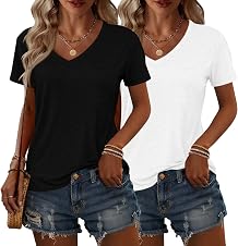 AIZHINENG 2 Pack Womens Summer Tops V Neck Short Sleev… — 60% OFF | Only $9.50