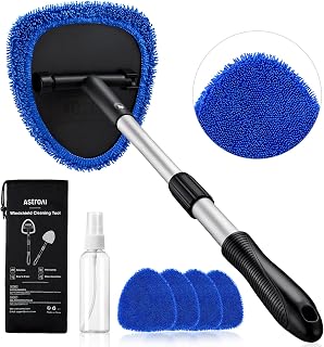 AstroAI 21″ Extra-Long Windshield Cleaner Tool & Car Interior Detailing Kit | Extendable Handle, 4 Reusable Microfiber Pads, Streak & Lint-free, Auto Glass Wiper Brush for Car & Home, Blue — 35% OFF | Only $14.98