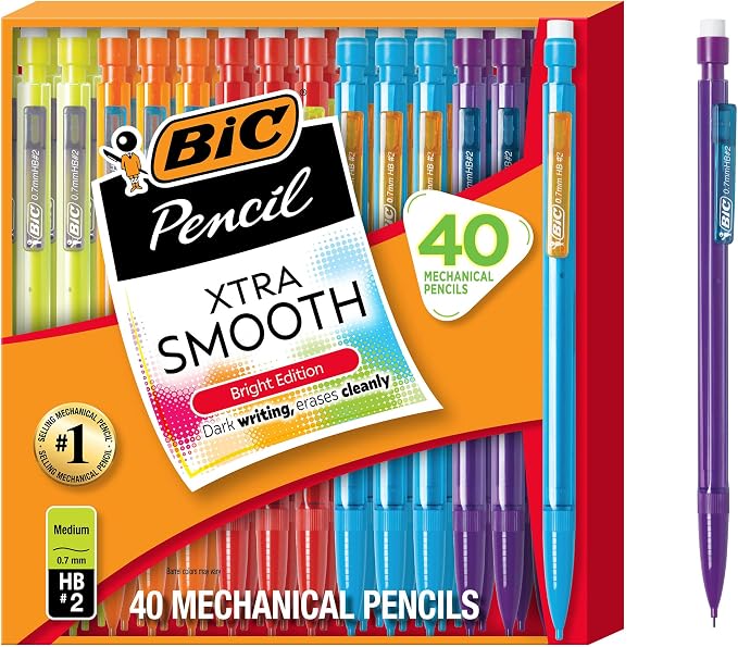 BIC Xtra Smooth Bright Edition Mechanical Pencils, 0.7 mm Medium Point, Bulk School Supplies for Students and Teachers, 40-Count Pack — 67% OFF | Only $5.28