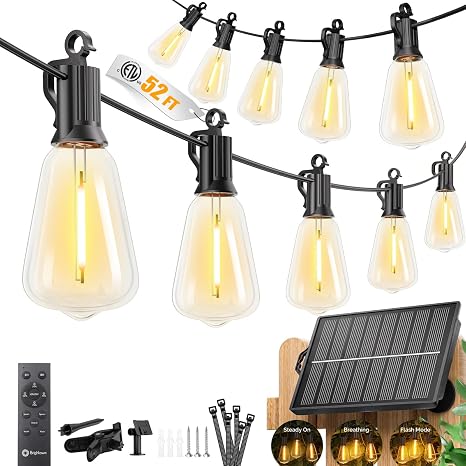 Brightown 52FT Solar String Lights Outdoor Waterproof, Up to 26Hrs Runtime — 55% OFF | Only $18.00
