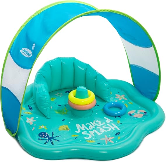 SwimSchool Infant Baby Pool Floats, Free Swimming, Super Buoyant – Ages 6-24 Months – Multiple Colors/Styles – Adjustable Canopies and Seats, Splash & Play Baby Floaties — 81% OFF | Only $4.94