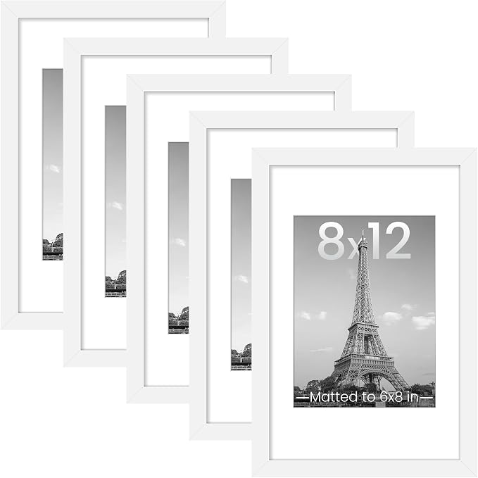 upsimples 8×12 Picture Frame, Gallery Wall Frames Set of 5, White — 54% OFF | Only $2.60